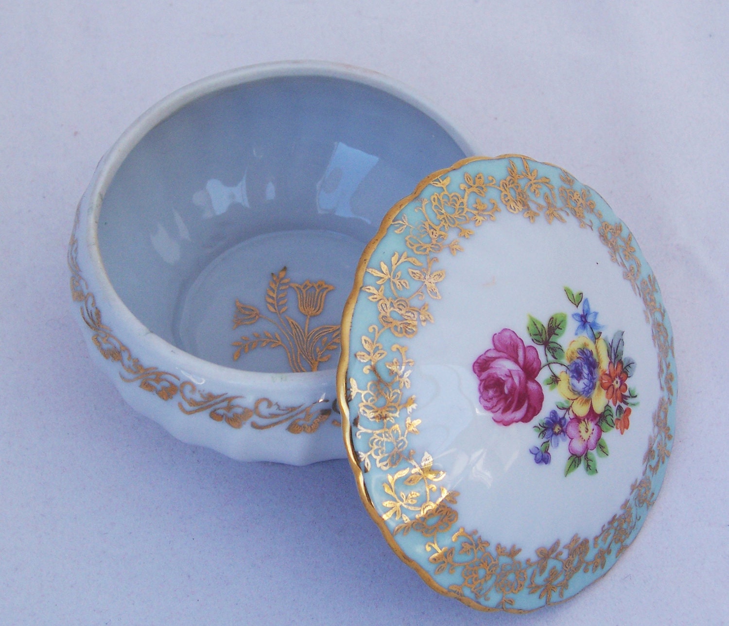 Vintage Porcelain Trinket Box Dresden Trinket Box German Etsy