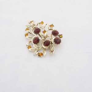 Vintage Rhinestone Brooch, Yellow and Amber Rhinestone Brooch, Gold Vintage Pin, Bouquet Rhinestone Brooch