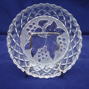 Vintage Cut Glass Trinket Dish, Cut Glass Candy Dish, Apple and Pear Decor
