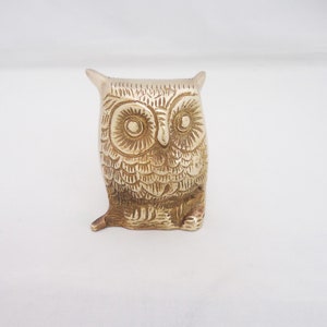 Brass Owl Figurine, Vintage Solid Brass Owl Figurine