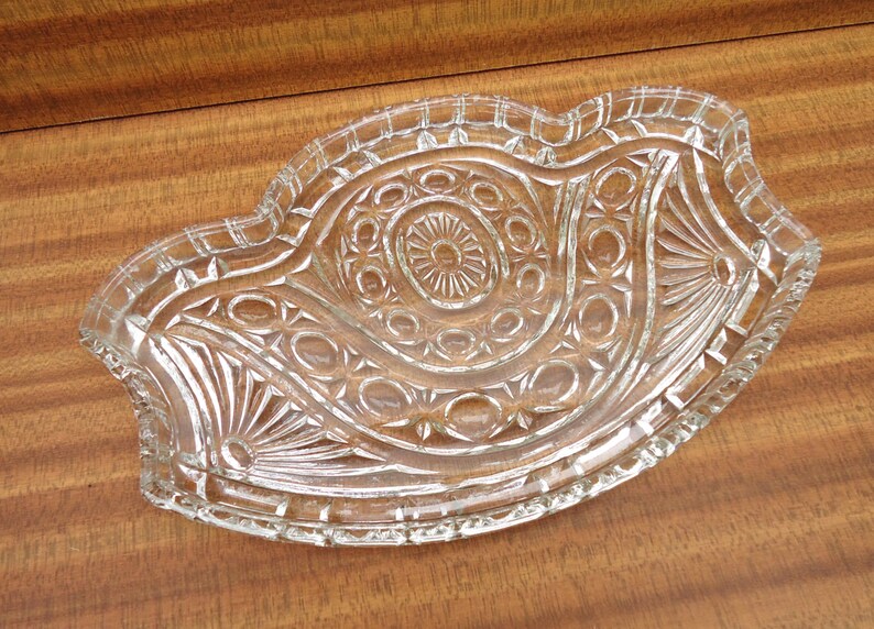 Vintage Dressing Table Tray, Clear Cut Glass Dressing Table Tray, UK