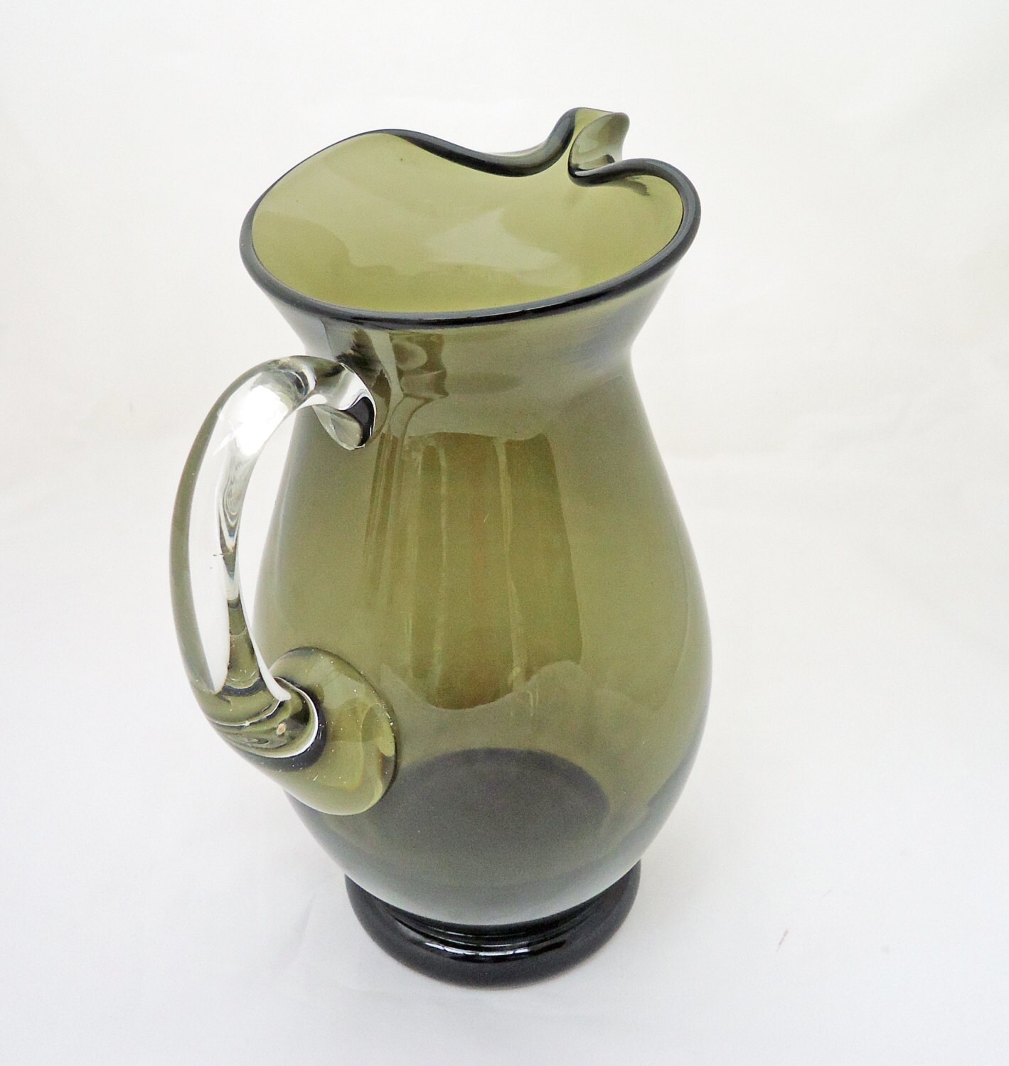Smoky Glass Pitcher Glass Jug With an Ice Lips Vintage Smoky Etsy