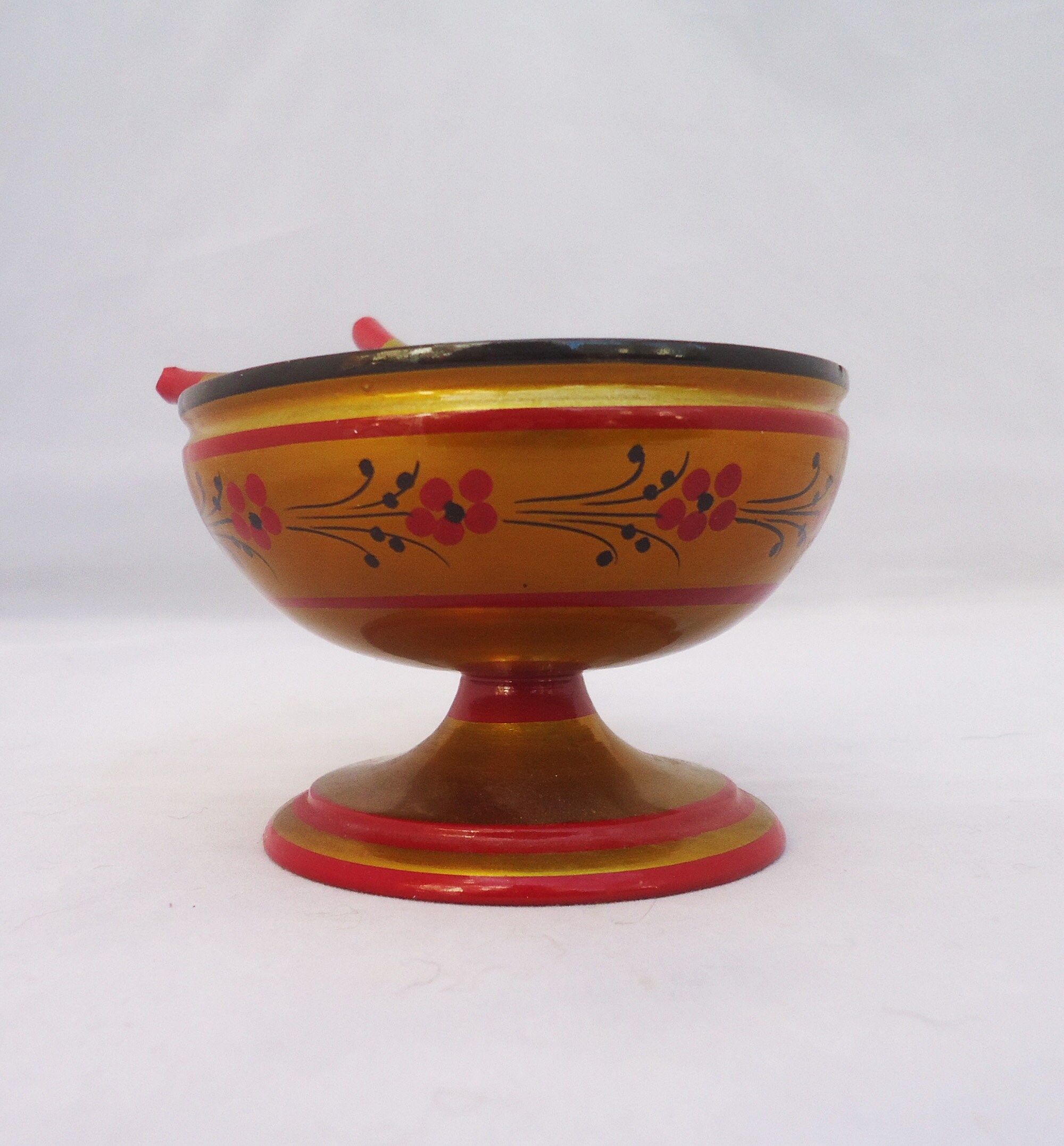 Vintage Russian Khokhloma Lacquered Bowl With Spoons Wooden - Etsy UK