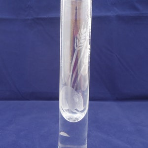 Stuart Turner Etched Vase, Small Tube Vase Etched with Mouse
