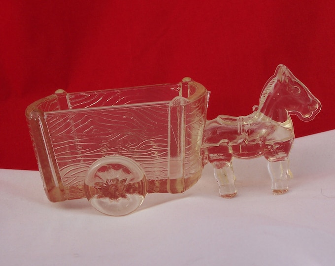 Vintage Clear Glass Horse Drawn Twowheel Cart Candy Dish or Etsy