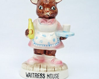 Vintage "Waitress Mouse" Figurine, UK Seller