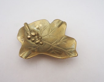 Brass Vintage Ashtray, Solid Brass Shaped Leaf Ashtray