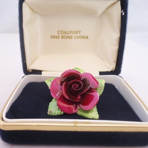 Vintage Coalport Fine Bone China Rose Brooch - Original Box