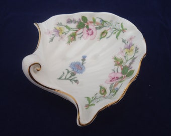 Aynsley Vintage Wild Tudor jaren 60 schelpen schaal met schelp, bloemensnuisterijschaal, Aynsley China ringhouder