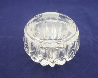 Boîte à bijoux en cristal vintage Princess House : pot de poudre givré floral