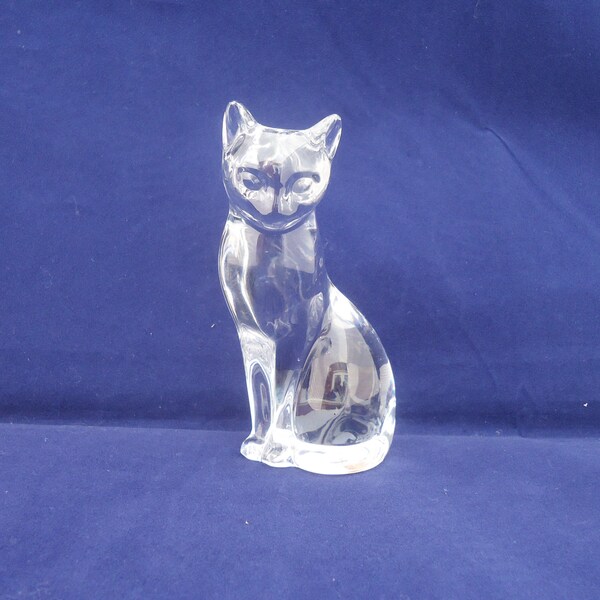 Crystal Lenox Cat Figurine, Cat Paper Weight, Lenox Sitting Cat Figurine