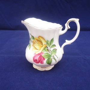 Royal Albert &quot;King&#39;s Ransom&quot; Creamer, Royal Albert  Large Yellow, Pink, and Red Roses with Gold trim Milk Jug