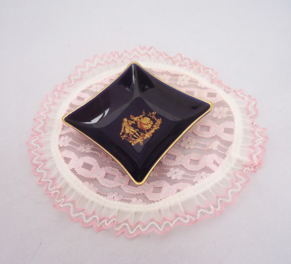 Limoges Cobalt Blue Trinket Dish, Limoges Trinket… - image 3