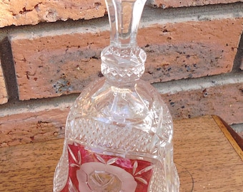 Vintage Enesco Rose Bell,  West Germany Crystal Bell, 1980s, UK Seller