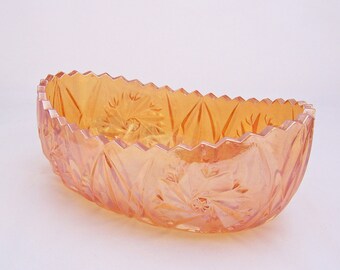 Vintage Iridescent Orange Carnival Glass Bowl, Vintage Carnial Glass, Orange Glass Candy Dish, UK Seller