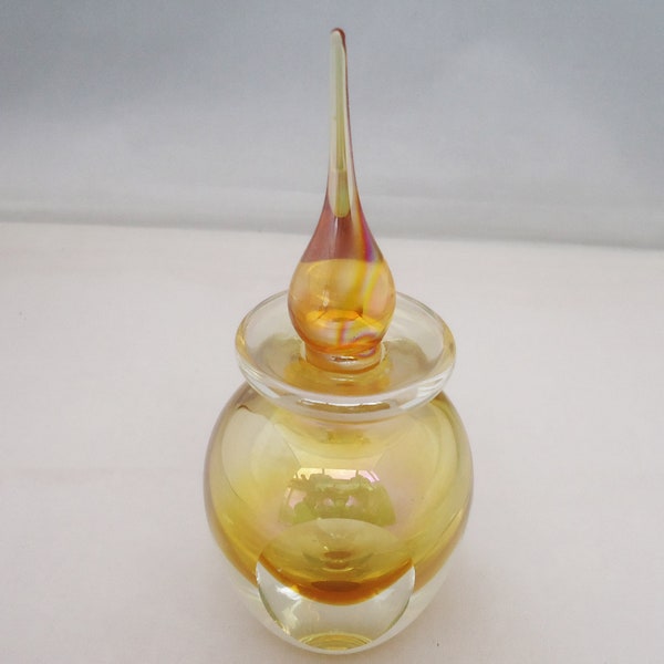 Yellow Crystal Perfume Bottle, Crystal Iridescent Perfume Bottle, Yellow Crystal Perfume Bottle with Stopper