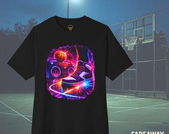 Retro Boombox Basketball Shirt, Neon Sneaker Streetball Culture Tee