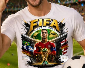 FIFA-Weltmeisterschaft 2026, Fußballtrikot (PNG), Cristiano Ronaldo Grafik Streetwear Halftone (Digitaler Download), USA, Kanada, Mexiko, Fan-T-Shirt