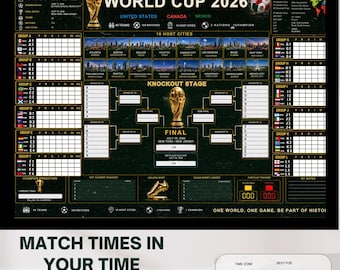 FIFA Fußball-Weltmeisterschaft 2026, Spielplan als Wandkarte (PDF zum Ausdrucken), Beliebte Sportart zum Ausdrucken, Fußballtrikot-Poster, Fußball, USA-Fan, Fußball-Spielplan