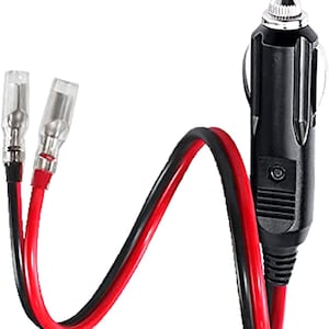 12V Cigarette Lighter Male Plug with 16AWG Leads - 30cm Heavy Duty Car Power Adapter - DIY Replacement Plug with 10A Fuse & LED Indicator