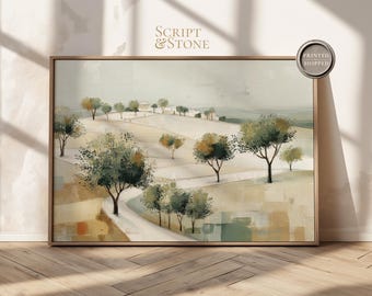 Mount of Olives Oil Painting, Minimalist Christian Home Decor, Biblical Fine Art Painting, Framed Canvas,
