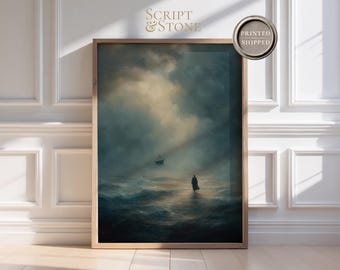 Jesus Walks on the Water, Faith Wall Art, Biblical Fine Art Canvas, Modern Christian Home Decor, Printed and Shipped