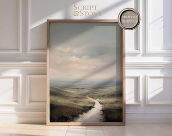 The Narrow Path Framed Canvas, Minimalist Christian Home Decor, Biblical Fine Art,  Oil Painting, Mathew 7, Printed and Shipped