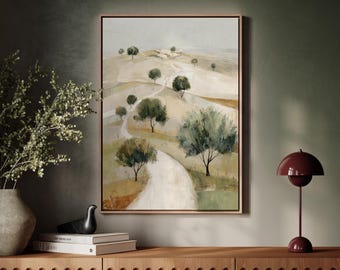 Olijfberg olieverfschilderij, minimalistisch christelijk interieur, bijbelse kunst schilderij, ingelijst canvas,