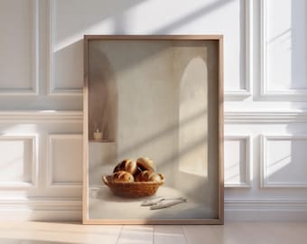 Loaves and Fishes Canvas Print, Jesus Feeds the Five Thousand, Biblical Fine Art, Minimalist Christian Fine Art, Printed and Shipped