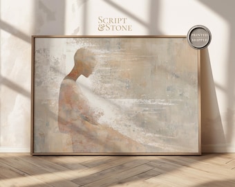 Lots Wife Pillar of Salt, Minimalist Christian Home Decor, Biblical Fine Art Painting, Framed Canvas, Genesis 19
