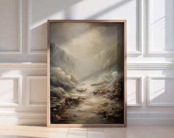 Parting the Red Sea Canvas, Spiritual Wall Art, Neutral Christian Home Decor, Religious Artwork, Exodus 14, Printed and Shipped