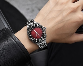 Reloj de pulsera estilo garra vintage Y2K – Reloj de pulsera de cuarzo de estilo retro europeo para hombre.
