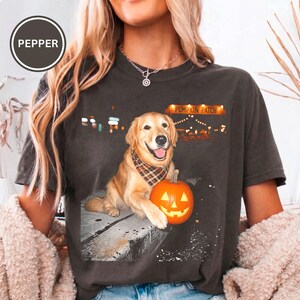 Golden Retriever Halloween Tee, Pumpkin Patch Dog Mom, Howl-o-ween Comfort Colors, Spooky Season Fall
