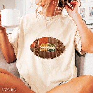 Fall Patchwork Football Shirt for Women, Vintage Sports Lover Gift, Sunday Game Day Tailgate Outfit Top