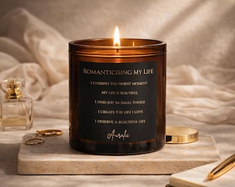 Romanticising My Life Affirmation Candle, Amber Glass, Self-Care Ritual, Luxury Home Fragrance