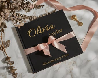 Personalized First Year Baby Memory Book: Modern Photo Album, Baby Shower Gift