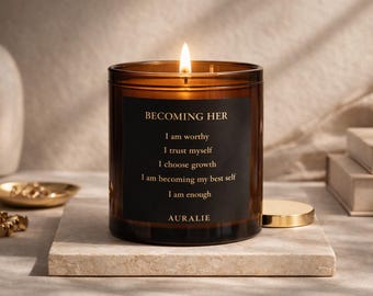 becoming her affirmation manifestation candle self care gift