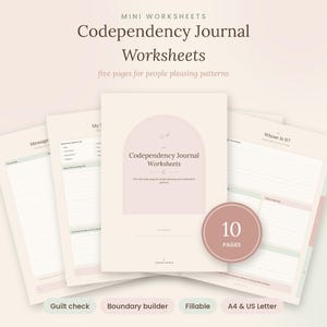 Codependency Journal, 10-Page Fillable PDF for People Pleasing and Emotional Boundaries