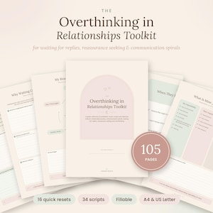 Relationship Anxiety Workbook, 105-Page Fillable PDF Toolkit in A4 and US Letter