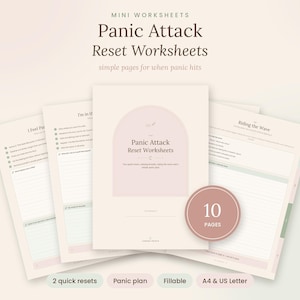 Panic Attack Reset Worksheets, 10-Page Fillable PDF With Breathing Exercises