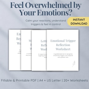Emotional Regulation Toolkit, Stress Relief, Trigger Reflection Worksheets (Digital Download)