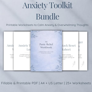 Anxiety Toolkit Bundle, Panic Attack Workbook, Coping Skills Worksheets (Digital Download)