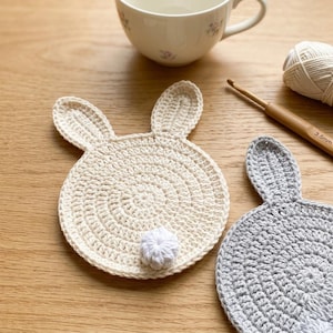 Easter Bunny Coaster Crochet Pattern, Best Rabbit Coaster, Unique Bunny Decor, Beginner Bunny Coaster, Round Bunny Coaster.