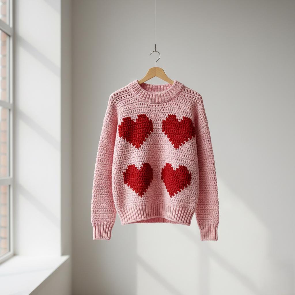 39 Crochet Sweater Patterns to Stitch Cozy Pullovers, Cardigans, and Statement Layers 9 Crochet Valentine Sweater