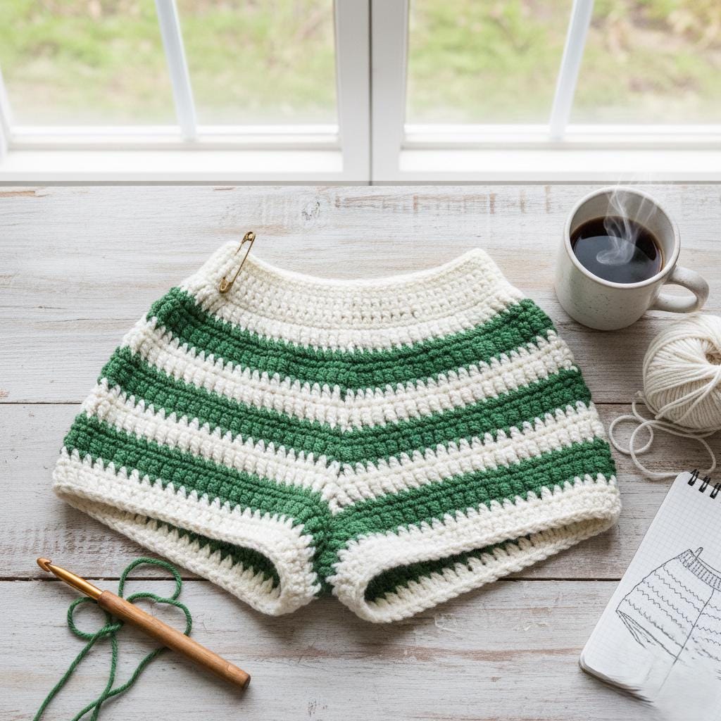 40 Crochet Summer Clothes with Tops, Dresses, Shorts, and Shrugs 9 Striped crochet shorts