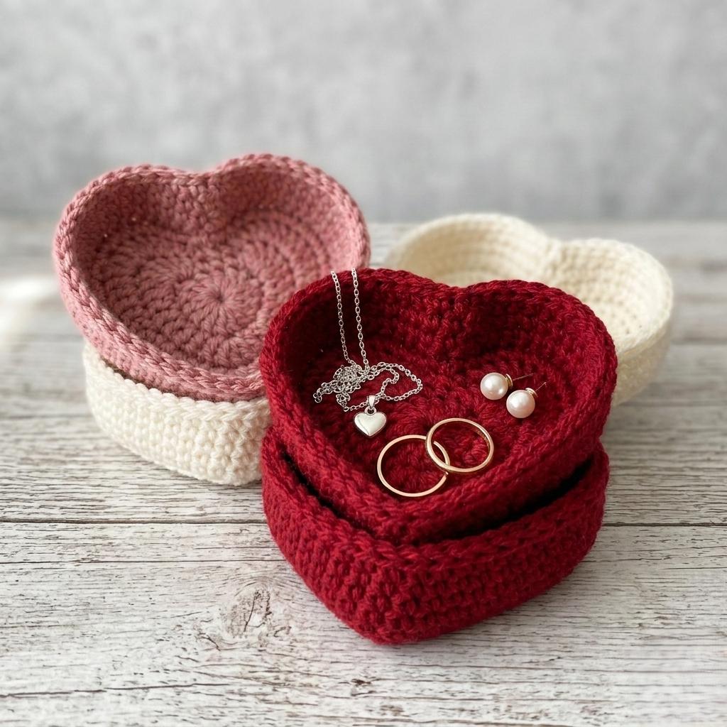 39 Beautiful Crochet Heart Patterns To Make With Love 23 Crochet heart trinket dish