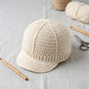 Virkat panelkepsmönster, Bäst som basebollkeps, Ribbad keps, Sommarkepsmönster bomull, Mönster för skärmmössa, Handgjord kepsvirkad.