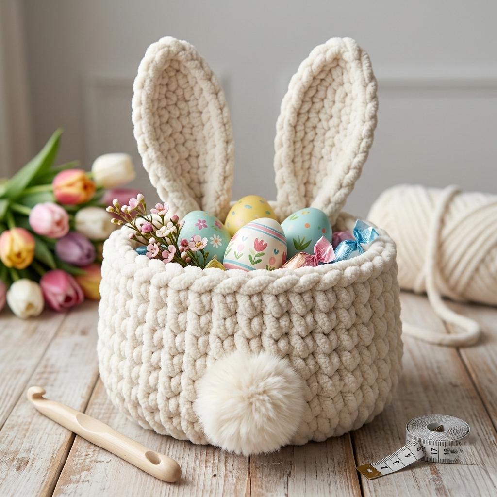 Jumbo yarn easter basket crochet