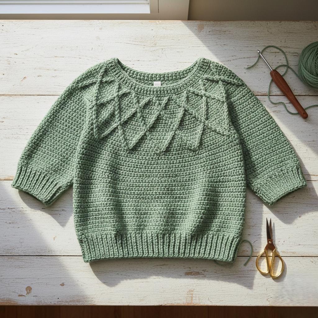 39 Crochet Sweater Patterns to Stitch Cozy Pullovers, Cardigans, and Statement Layers 17 Round Yoke Crochet Sweater Patter