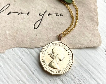 Queen Elizabeth 2nd Coin Pendant & Gold Chain - Unisex Coin Necklace